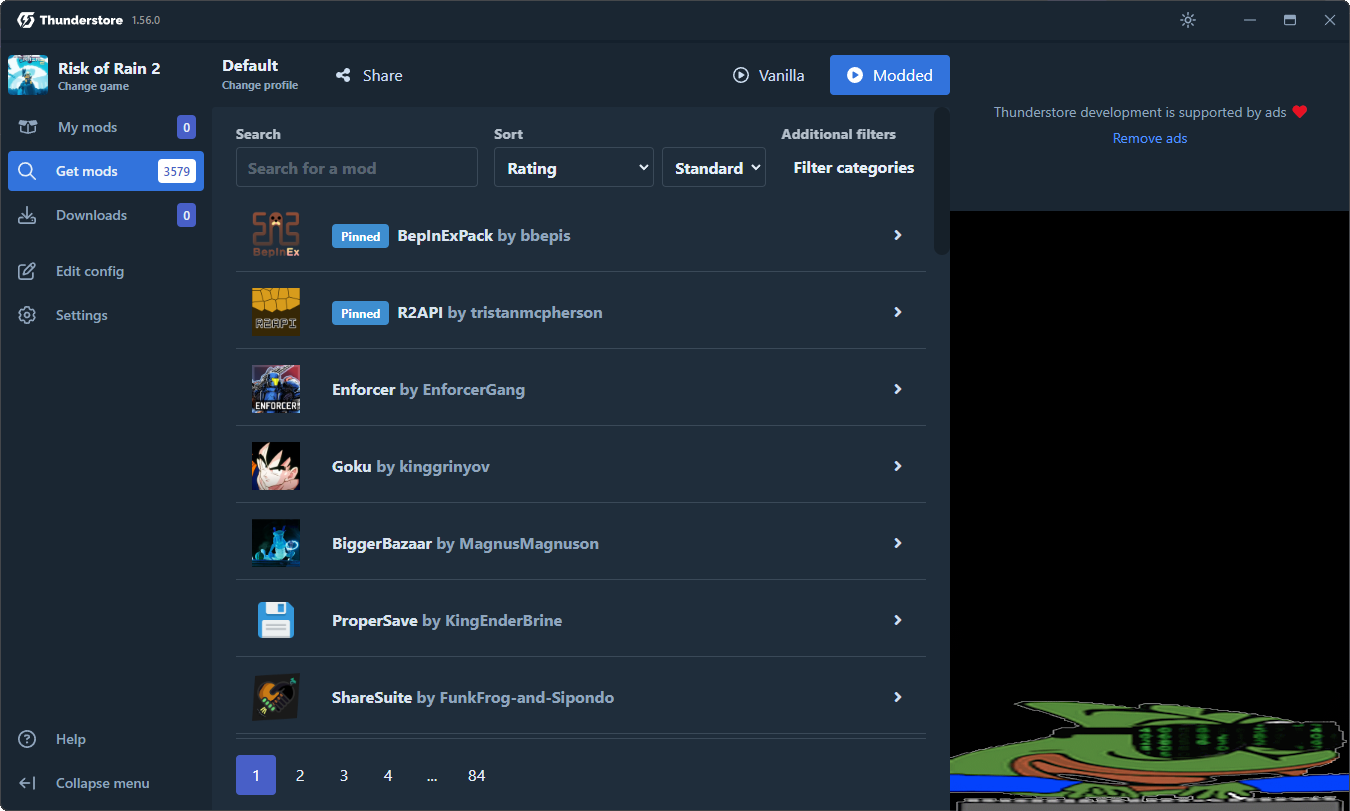 Screenshot of the Thunderstore Mod Manager